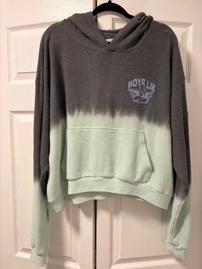 Boys Lie Gray to Mint Dip-Dye Waffle Knit Hoodie